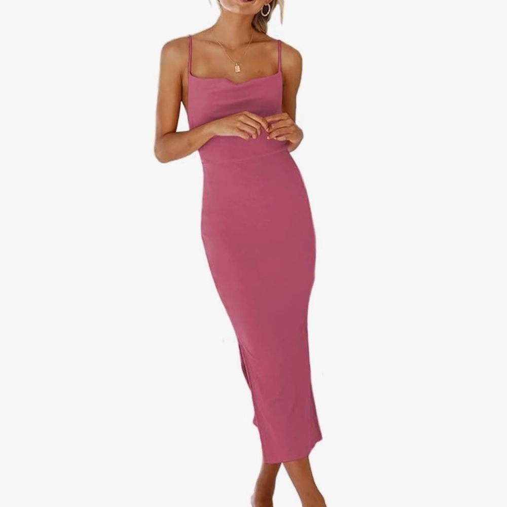 Pink Sleeveless Midi Dress